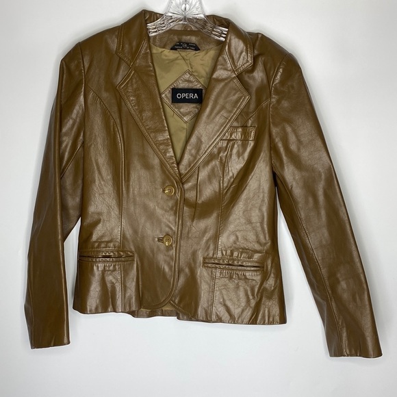 Vintage Opera Brown Leather Jacket Korea Size 11/12 - Picture 1 of 6